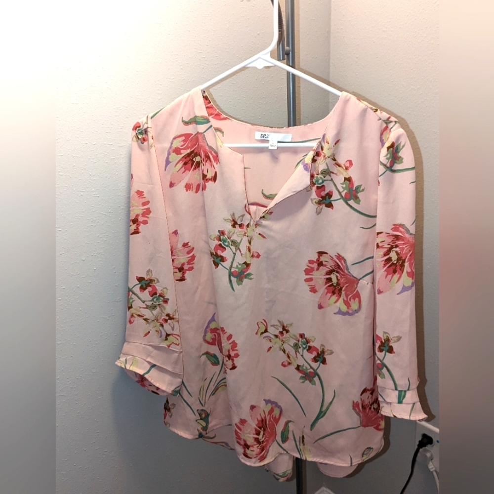 3 Quarter Sleeve Pink Floral Blouse